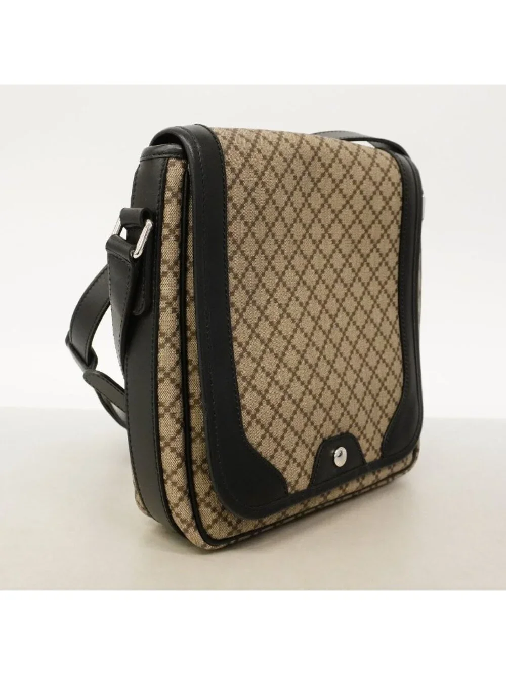 Gucci Shoulder Bag Diamante Beige Black Silver
